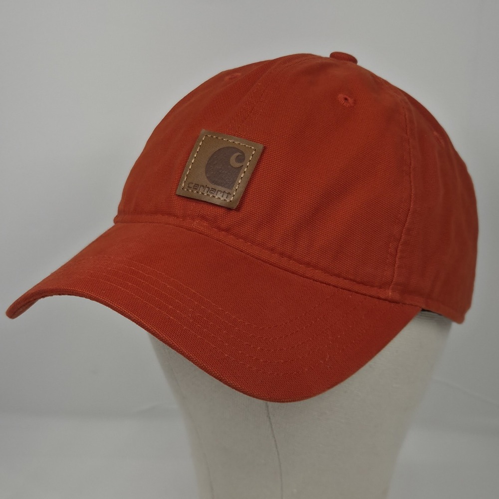 Carhartt Canvas Hat Orange Brown Logo Patch Adjustable Strap Cap